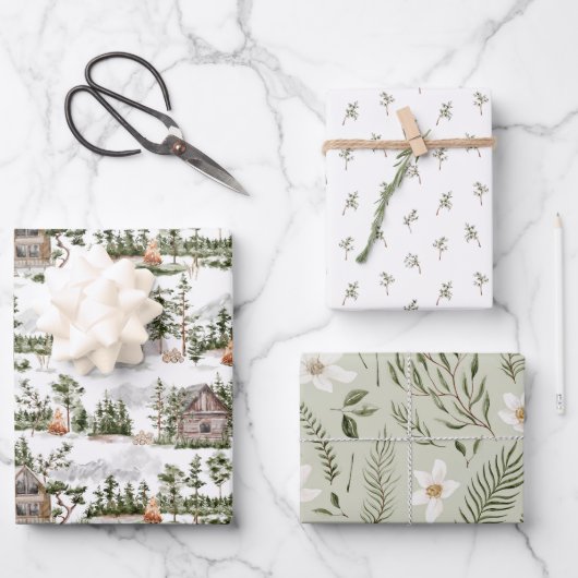 Muster des Aquarellwaldes Geschenkpapier Set (Vorderseite)