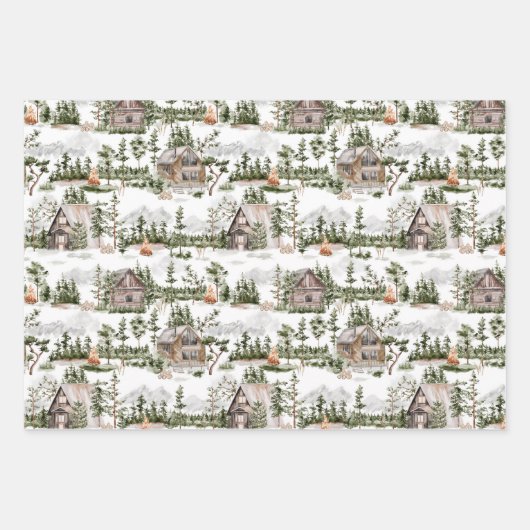 Muster des Aquarellwaldes Geschenkpapier Set (Vorderseite 3)