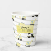 Muster des Baufahrzeugs Geburtstagskuppeln Pappbecher (Vorderseite)