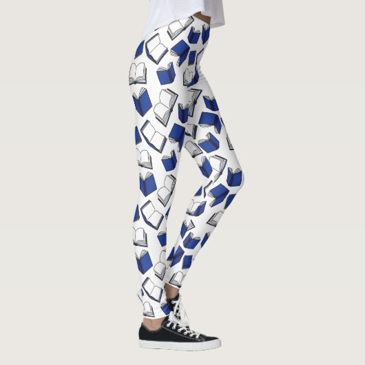 Muster des Bibliothekarbilds "Blue and White Books Leggings (Rechts)