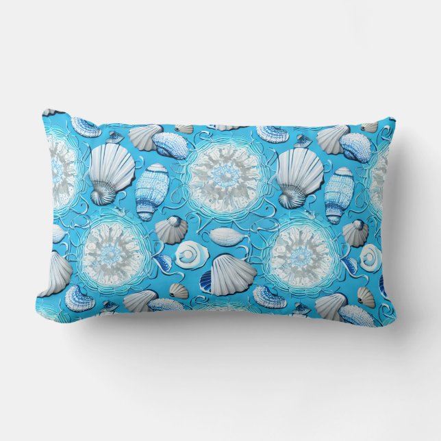 Muster des Blauen Ozeans Lendenkissen (Vorderseite)