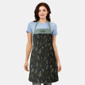 Muster des Blumenmusters für botanisch grüne Blätt Schürze (Getragen)