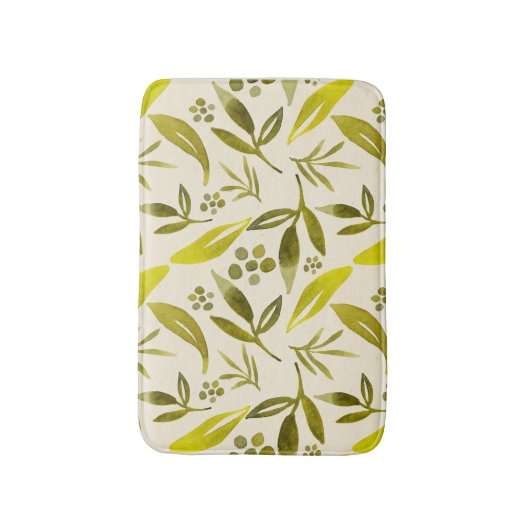 Muster des botanischen Schnittes Green Fig Leaf Badematte (Vorderseite Vertikal)