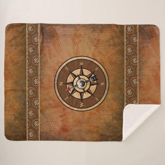 Muster des braunen Nautic Compass Sherpadecke (Vorderseite (Horizontal))