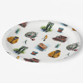 Muster des Fanggeräts für männliche Wasserfarben Pappteller (Schrägansicht)