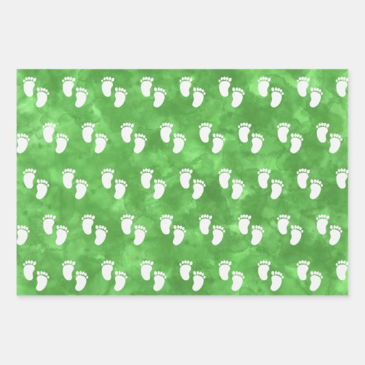 Muster des Footprint der grünen Wasserfarbe Geschenkpapier Set (Vorderseite 3)