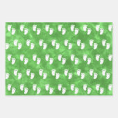 Muster des Footprint der grünen Wasserfarbe Geschenkpapier Set (Vorderseite)