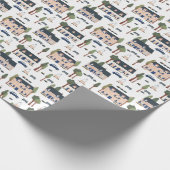 Muster des französischen Dorfhauses Geschenkpapier (Ecke)