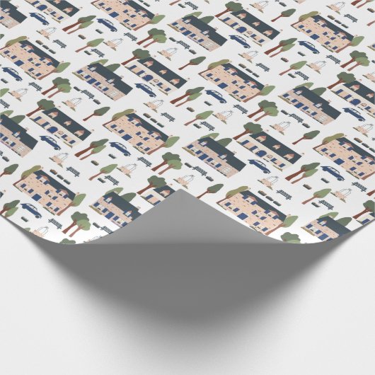 Muster des französischen Dorfhauses Geschenkpapier (Ecke)