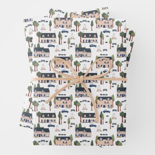 Muster des französischen Dorfhauses Geschenkpapier Set (Beispiel)