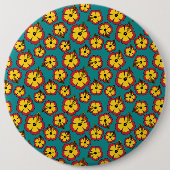 Muster des gelben roten Hibiskus für tropische Blu Button (Vorderseite)