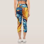 Muster des geometrischen Musters des gelben Feuers Capri Leggings (Rückseite)
