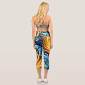 Muster des geometrischen Musters des gelben Feuers Capri Leggings (Rückseite)