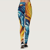 Muster des geometrischen Musters des gelben Feuers Leggings (Rückseite)