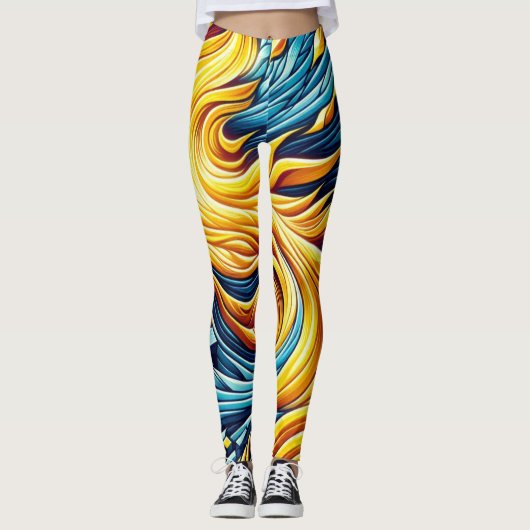 Muster des geometrischen Musters des gelben Feuers Leggings (Vorderseite)