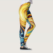 Muster des geometrischen Musters des gelben Feuers Leggings (Rechts)