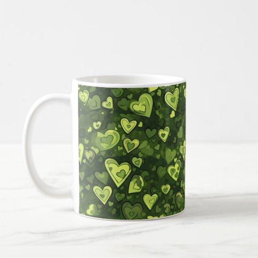 Muster des grünen Herzens Kaffeetasse (Links)