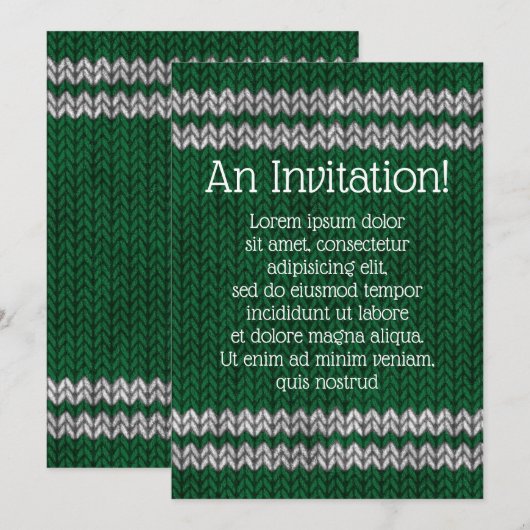 Muster des grünen Stricks Save The Date (Vorne/Hinten)