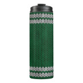 Muster des grünen Stricks Thermosbecher (Vorderseite)
