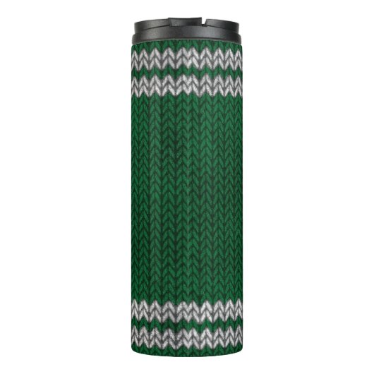Muster des grünen Stricks Thermosbecher (Rückseite)