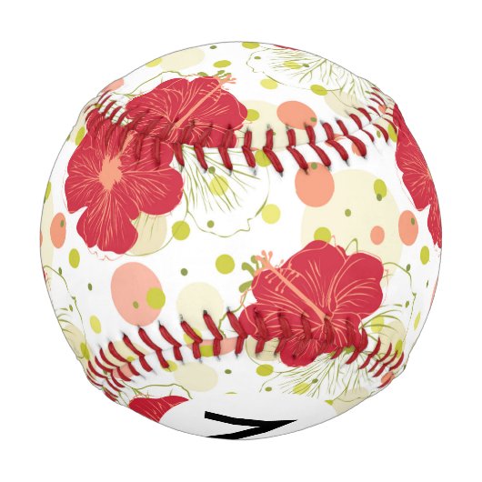 Muster des handgezeichneten Hibiskus Baseball (Rückseite)
