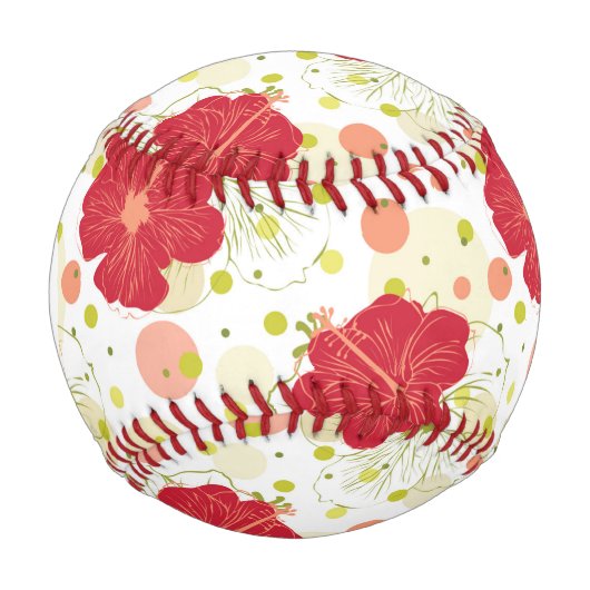 Muster des handgezeichneten Hibiskus Baseball (Vorderseite)