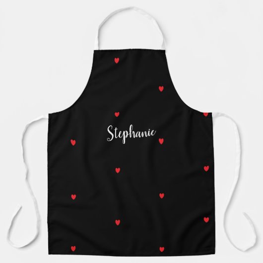 Muster des Herzens - Schwarzer Name Vorlage Niedli Schürze (Vorderseite)