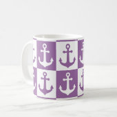 Muster des Kreuzschiffs - Lila und weiß Kaffeetasse (Vorderseite Links)