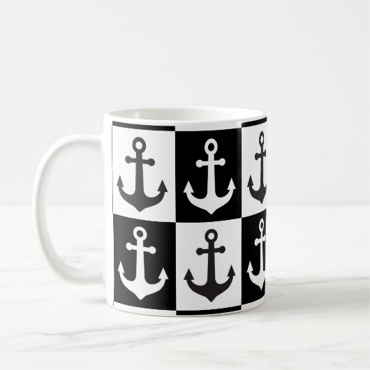 Muster des Kreuzschiffs - Schwarz/Weiß Kaffeetasse (Links)