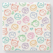 Muster des Lächelns Steinuntersetzer (Vorderseite)