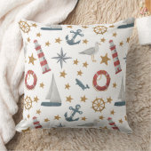 Muster des Leuchtturms "Nausea Sailboat Whale Ligh Kissen (Decke)