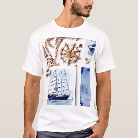 Muster des Meeresthemas T-Shirt (Vorderseite)