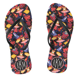 Muster des Monogramms der Liebhaber-Frosch- Badesandalen