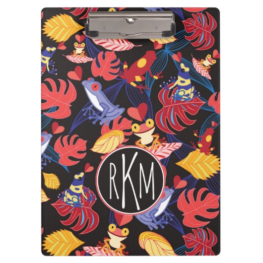 Muster des Monogramms der Liebhaber-Frosch-| Klemmbrett (Vorderseite)