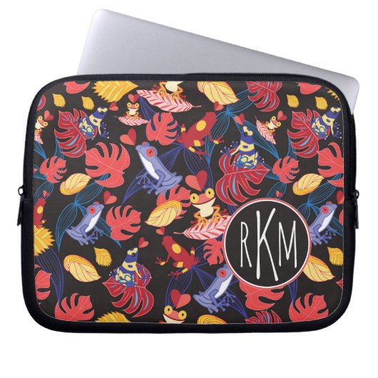 Muster des Monogramms der Liebhaber-Frosch-| Laptopschutzhülle (Vorderseite)