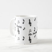 Muster des Musical Notes Music Teacher Vielen Dank Kaffeetasse (Vorderseite Links)
