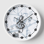 Muster des Musical Star Notes Designer Wanduhr (Vorderseite)