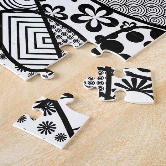 Muster des Musters "Schwarz-Weiß-Doodle" 02 Puzzle (Seite)