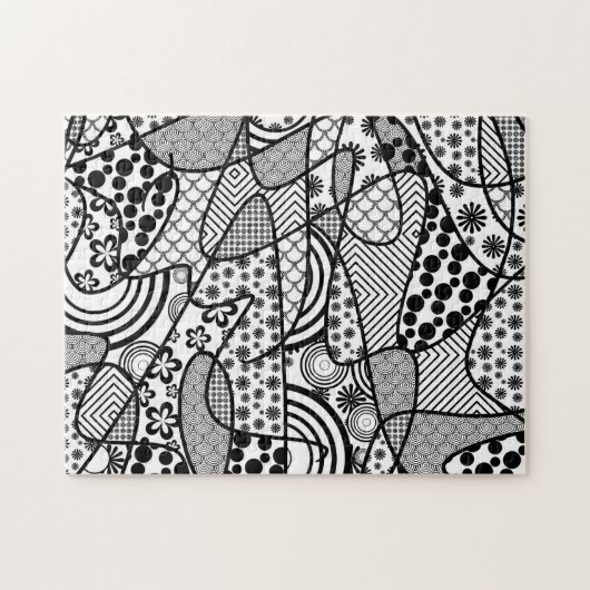 Muster des Musters "Schwarz-Weiß-Doodle" 02 Puzzle (Horizontal)