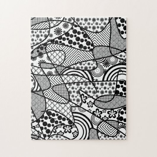 Muster des Musters "Schwarz-Weiß-Doodle" 02 Puzzle (Vertikal)