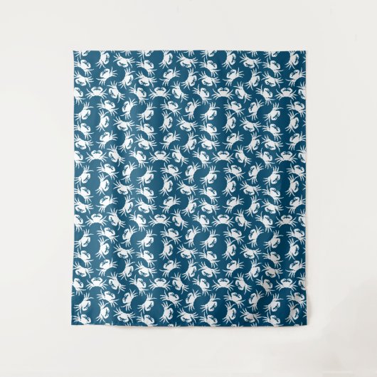 Muster des Musters "White and Blue Seamless Crab" Wandteppich (Vorderseite)