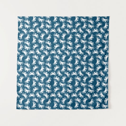 Muster des Musters "White and Blue Seamless Crab" Wandteppich (Vorderseite)