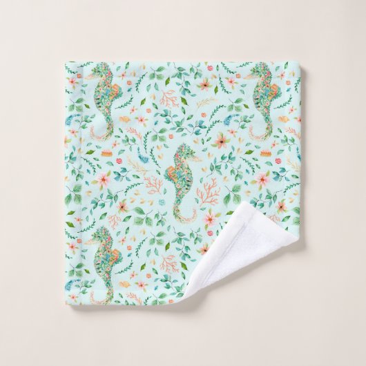 Muster des mystischen Seepferds Badhandtuch Set (Waschlappen)