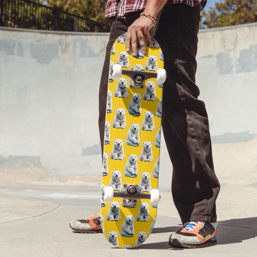 Muster des Polarbärs auf Gelb Skateboard