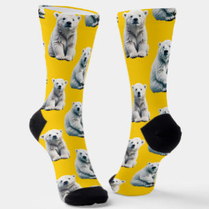 Muster des Polarbärs auf Gelb Socken