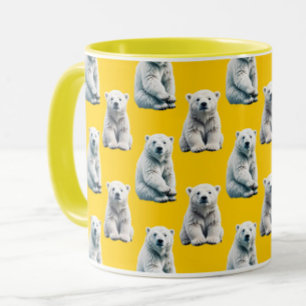 Muster des Polarbärs auf Gelb Tasse