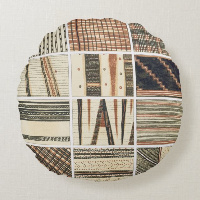 Muster des polynesischen Tapa vom Koch Rundes Kissen (Vorderseite)