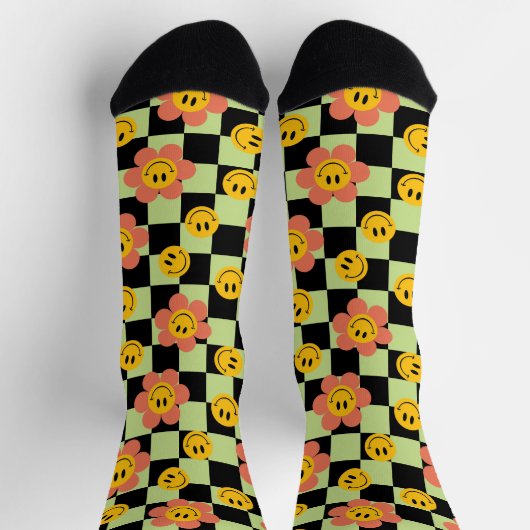 Muster des Retro-Schachbretts Socken (Oben)