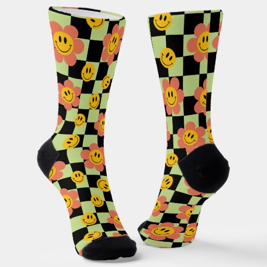 Muster des Retro-Schachbretts Socken (Gewinkelt)