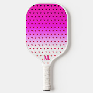Muster des rosa und weißen Herzens Modernes Monogr Pickleball Schläger